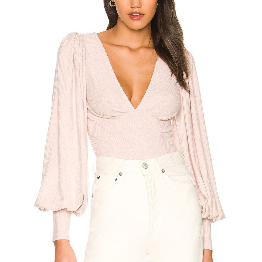 REVOLVE Majorelle Pink Long Sleeves Sienna Bodysuit S Balletcore Coquette